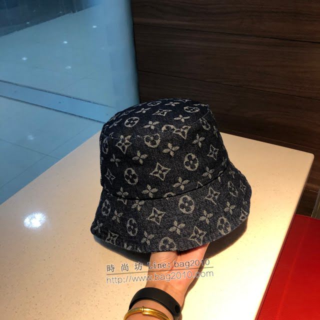 LV男女同款帽子 路易威登牛仔布印花漁夫帽遮陽帽  mm1083